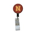 Carolines Treasures Letter N Chevron Garnet and Gold Retractable Badge Reel CJ1048-NBR